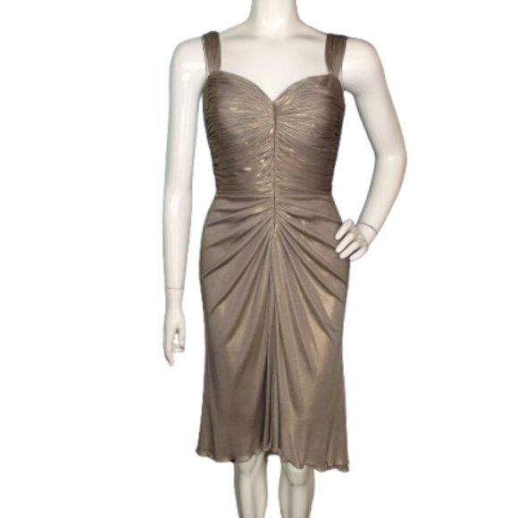 TADASHI COLLECTION Dress, 6, Champagne/Golden, Ruched, Wide straps, knee length - Picture 1 of 12